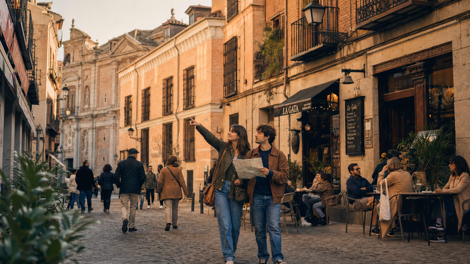 View of Madrid's Habsburg Quarter with historic architecture