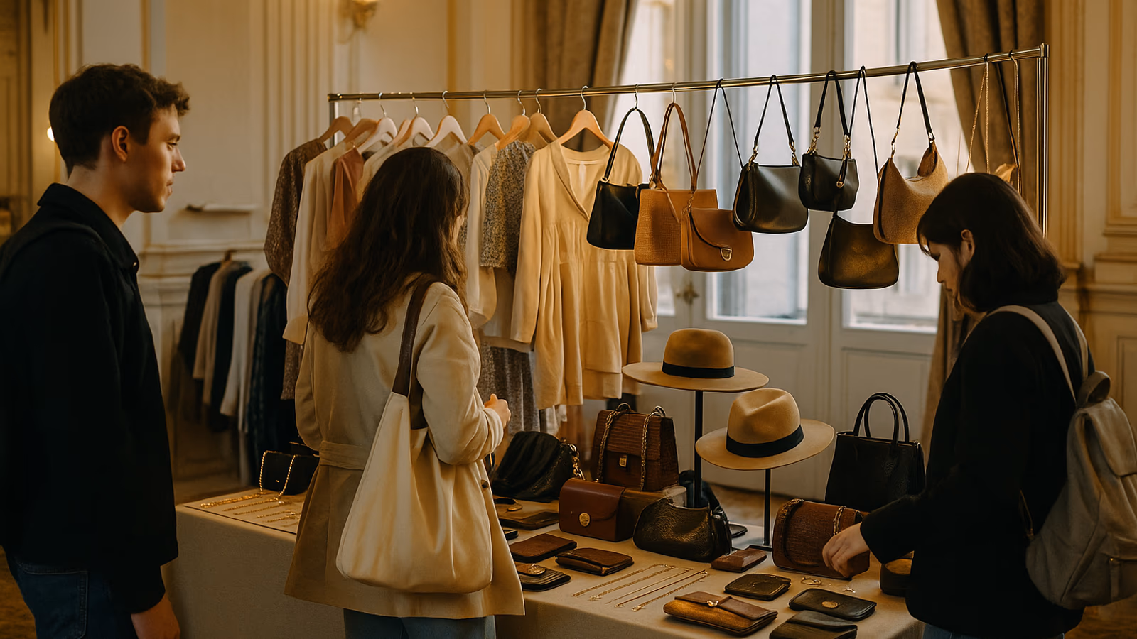Stand de ropa y accesorios en el Mercadillo del Gato